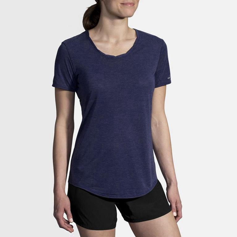 Brooks Distance Mujer Camisetas Manga Corta - Azules (0627JHZFB)